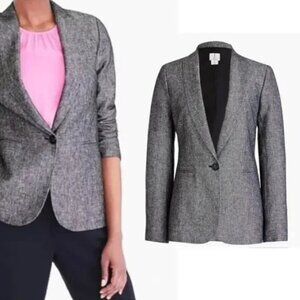 J Crew Linen Blazer 4 Single Breasted Chambray Minimalist Goth 100% Linen